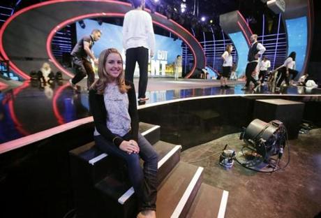 Jennifer Grout, shown in the “Arabs Got Talent” studio, will compete in the show’s finals on Saturday in Beirut. She says she does not speak Arabic, though she sings Arabic songs.

